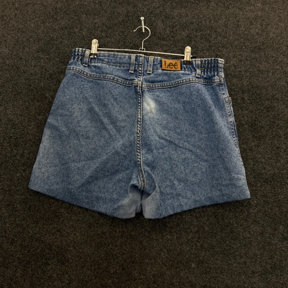 Vintage Lee Denim Shorts Mens High Waisted Elastic Waist Medium Wash Blue